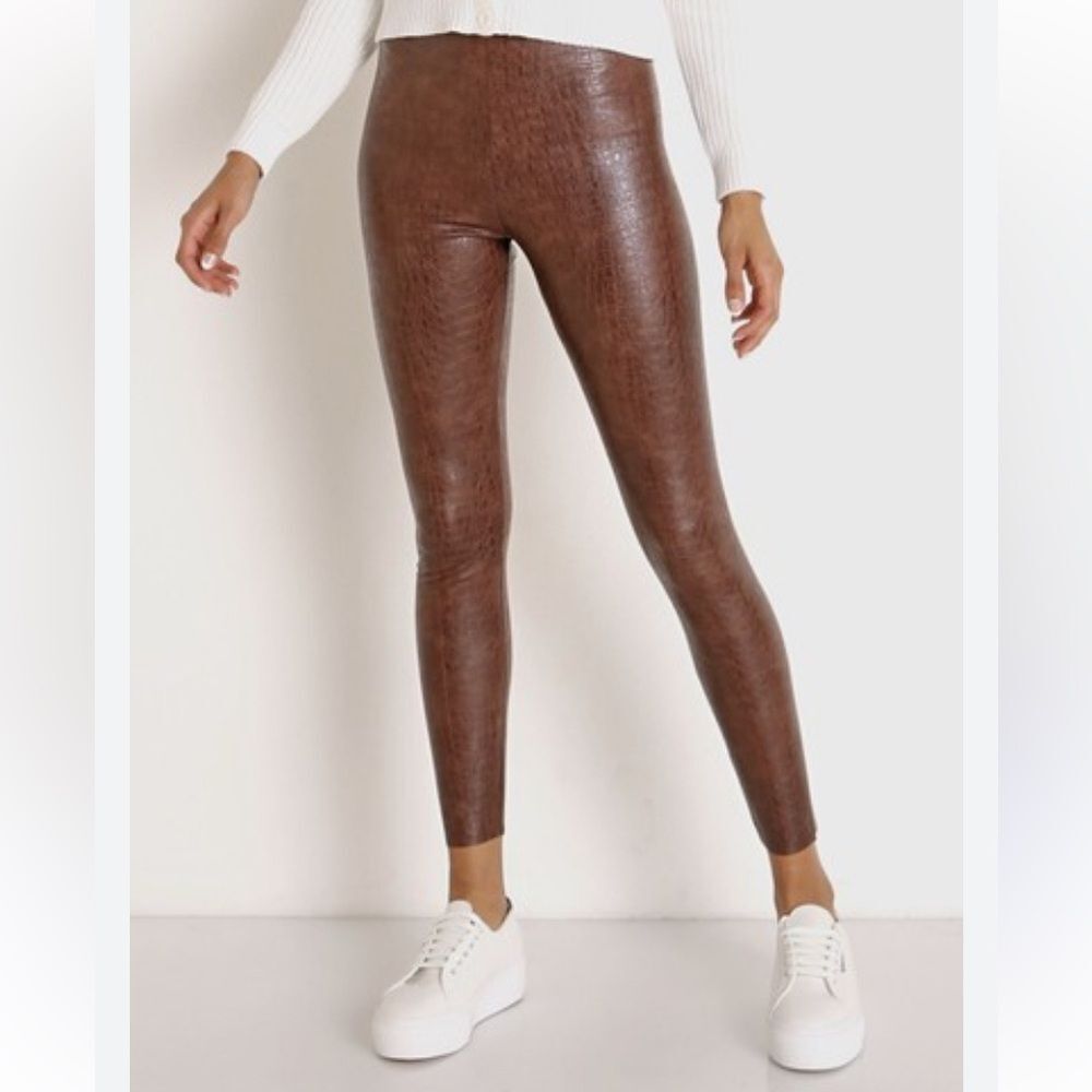 Revolve Commando Leggings NEW Reptile faux leather High Waist Tummy Shaping S
